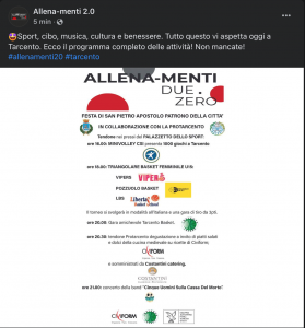 il programma di allena-menti 2.0 a tarcento