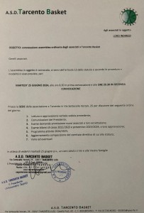 Convocazione assemblea ordinaria degli associati a Tarcento Basket